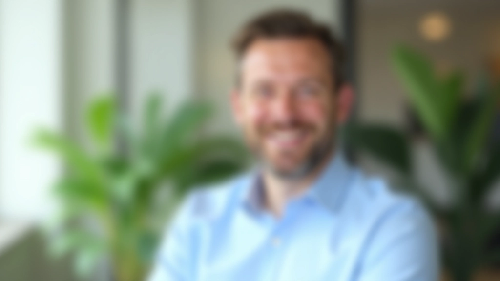 Man facilitator, professional headshot, approachable demeanor, natural office environment, crisp detail