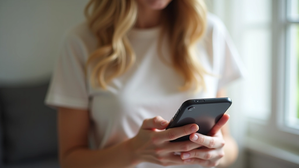 Person using smartphone with focus, selective app usage, minimal notifications visible